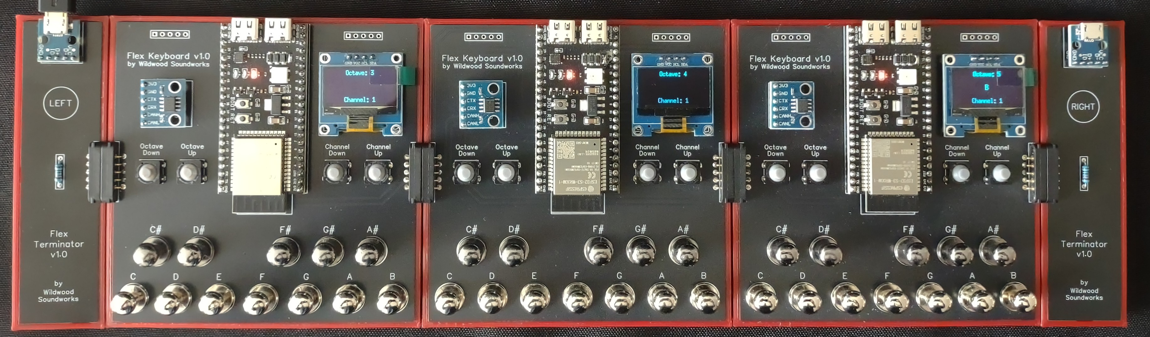 Photo of three Flex devices connected together